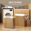 HOMCOM Double Laundry Basket with Lid, 100L Bamboo Laundry Hamper with Rope Handles, Washing Basket with Removable Liner for Bathroom, Bedroom