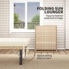 Outsunny Folding Rattan Sun Lounger, 6-Level Adjustable Garden Lounger Recliner with Cushion, Outdoor Reclining Sunbed, Garden Chair with Steel Frame for Patio, Beach, Terrace, Natural