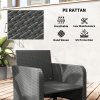 Outsunny 5 Piece Rattan Garden Furniture Set, Wicker Patio Conversation Set with 2 Chairs, 2-Tier Coffee Table, 2 Ottomans and Thick Cushions for Outdoor, Balcony, Bistro, Porch, Cream White