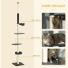 PawHut Floor To Ceiling Cat Tree, 5 Tier Height Adjustable Cat Climbing Tower with Scratching Post, Hammock, Bed for Indoor Cats, 240-270cm, Black