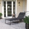 Outsunny Foldable Sun Lounger Set with 5-level Reclining Back, Outdoor Tanning Chairs Sun Loungers with Build-in Padded Seat, Side Pocket, Headrest for Beach, Patio, Black