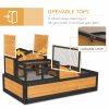 PawHut Tortoise House 3-Room Wooden Tortoise Enclosure Large Reptile Cage with 2 Stories, Ladder, Balcony, Tray, Openable Roof, 60H x 112L x 65Wcm, Yellow