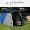 Outsunny Two-Man Camping Tent Dome Tent with Weatherproof Shell, Vestibule & Windows, for Fishing & Hiking, Blue and Grey