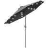 Outsunny 2.7m Patio Garden Umbrella Outdoor Parasol Outdoor Market Table Umbrella with Tilt Crank and 24 LEDs Lights (Grey)