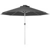 Outsunny 3(m) Solar Powered Garden Parasol with Lights, LED Lighted Deck Umbrella with 48mm Aluminium Pole, Crank, Solar Charged and USB Type-c, for Balcony, Outdoor and Lawn, Charcoal Grey