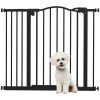 PawHut Pressure Fit Dog Stair Gate No Drilling Safety Gate Auto Close for Doorways, Hallways, 74-94cm Adjustable, 78cm Tall, Black