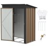 Outsunny 5x3ft Garden Shed, Steel Small Shed, Outdoor Lean-to Shed with Adjustable Shelf, Lock and Gloves for Patio, Garden, Brown with Foundation Kit