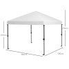 Outsunny 3 x 3(m) Pop Up Gazebo, 1 Person Easay Setup Marquee Party Tent with 1-Button Push, Adjustable Straight Legs, Wheeled Bag, Stakes, Ropes, Sandbags, Instant Shelter, White