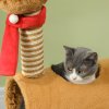 PawHut Cat Tree, 98cm Deer-Designed Cat Tower for Indoor Cats, Kittens, with Scratching Posts, Toy Ball, Tunnel, Brown