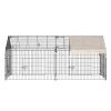 PawHut Rabbit Run Playpen, Guinea Pig Cage with Pitched Roof, Sun Protection Cover, 220 x 103 x 103 cm, Metal Enclosure for Small Animals, Chickens, Ferrets, Beige