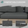 Outsunny 3 Pieces Garden Furniture Set, L Shaped 4 Seater Corner Sofa Set with Table and Cushions, HDPE, Outdoor Patio Sofa Set for Patio, Grey