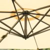 Outsunny 3(m) Patio Offset Parasol Roma Umbrella Cantilever Hanging Sun Shade Canopy Shelter Tilt 360 Rotation with Aluminium Frame Hand Crank Cross Base, Beige