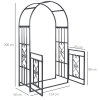 Outsunny Outdoor Garden Arch with Double Gates, Metal Garden Arbor for Climbing Plants, Roses, Vines, Wedding Arch for Outdoor, 114L x 50W x 206H cm, Dark Grey
