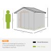 Outsunny 9 x 6FT Outdoor Garden Roofed Metal Storage Shed Tool Box with Foundation Ventilation & Doors Khaki