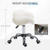HOMCOM Cosmetic Stool 360?? Rotate Height Adjustable Salon Massage Spa Chair Hydraulic Rolling Faux Leather Saddle Stool Mobility, Cream