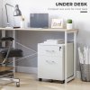 Vinsetto 2-Drawer Locking Office Filing Cabinet w/ 5 Wheels Rolling Storage Hanging A4 Cupboard Home Organisation White Wood Grain