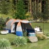 Outsunny 2-3 Man Camping Tent, Tunnel Tent with Weights, Bedroom and Living Room, 2000mm Waterproof, Portable with Bag, for Fishing Hiking Festival, Orange