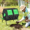 Outsunny Dual Chamber Garden Compost Bin, 130L Rotating Composter, Compost Maker with Ventilation Openings and Steel Legs, Green and Black