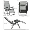Outsunny Garden Recliner Chairs Set of 2, Outdoor Foldable Zero Gravity Chairs Set w/ Footstool and Detachable Headrest, Grey