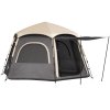 Outsunny Instant Pop Up Camping Tent, 2/3/4 Person Easy Setup Dome Family Tent with Vestibule, Rainfly, 4 Mesh Windows & 2 Doors, Hexagonal Design, Waterproof & UV Protected, Dark Grey