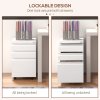 Vinsetto 3-Drawer Filing Cabinet with Lock, Mobile Steel File Cabinet for A4, Legal and Letter Size, Under Desk Drawers with Pre-Assembled Body for Home Office, 37 x 43.5 x 60 cm, White