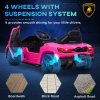 AIYAPLAY Lamborghini Revuelto Licensed Electric Car for Kids with Butterfly Doors, 12V Kids Electric Ride On with Suspension, Remote Control, LED Lights, Horn, USB, MP3 for 3-5 Years, Pink