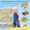 Outsunny water wall for kids outdoor Water and Sand play table with 18 Accessories, Wooden Outdoor Toys for Ages 3-7 Years