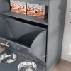 PawHut Pet Feeder Station, Dog Food Storage Container w/ Raised Dog Bowls, Hanger, for Food and Water - Grey