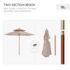 Outsunny 2.7 m Garden Parasol Umbrella, Double Tier Garden Umbrellas Outdoor Sun Umbrella Sunshade Bamboo Ribs, Beige