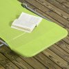 Outsunny Set of 2 Outdoor Foldable Sun Loungers, Adjustable Backrest Garden Recliner Sun Lounger Chair with Headrest Pillow, Green
