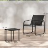 Outsunny Garden Bistro Set, 3 Piece Metal Garden Furniture Set with Mesh Chairs and Square Glass Top Table, Small Balcony Furniture for Outdoor, Patio, Conservatory, Black