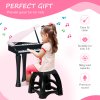 AIYAPLAY 32 Keys Kids Piano Keyboard with Stool, Lights, Microphone, Multiple Sounds, Removable Legs, Electronic Musical Instrument for Boys Girls, Black