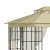 Outsunny 3.7 x 3(m) Patio Gazebo Canopy Garden Tent Shelter with 2 Tiers Roof and Mosquito Netting, Metal Frame, Beige