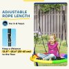 AIYAPLAY 6 in 1 Kids Swing Set, Metal Swing with 3 Swings, Basketball Hoop, Climbing Ladder and Net, Heavy Duty A-Frame Garden Swing Kids Outdoor Children Playground for Ages 3-8
