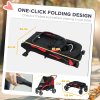 PawHut Dog Stroller, Easy Folding Pet Stroller for Large Dogs, Puppy Pram Pet Pushchair with 4 Big Wheels, Shock-Absorbing Frame, Safety Leashes, Brakes, Red/Black