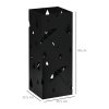 HOMCOM Steel Umbrella Stand, Square Umbrella Holder with 4 Hooks and Removable Drip Tray, Hollowed Umbrella Basket for Hallway