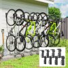 SPORTNOW 8 Pack Bike Rack, Wall Mounted Bicycle Hanger Hook, Foldable Garage Bike Wall Rack, Bicycle Storage Holder for Indoor Outdoor Use