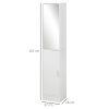kleankin Tall Mirrored Bathroom Cabinet, Bathroom Storage Cupboard, Floor Standing Tallboy Unit with Adjustable Shelf, White