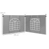 Outsunny Gazebo Side Panels with Windows and Doors, for 3x3(m) or 3x6m Pop Up Gazebo, 2 Pack Sides Replacement, Light Grey