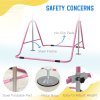 HOMCOM Kids Gymnastic Bar, Foldable Horizontal Bars w/ Adjustable Height, Training Bar w/ Triangle Base - Pink