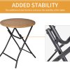 Outsunny 3 Pieces Rattan Bistro Set, Wicker Folding Garden Furniture Set with Coffee Table and Chairs for Outdoor, Patio, Balcony, Natural
