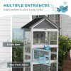 PawHut Wooden Bird Cage Budgie cage, Bird Aviary Outdoor Birdhouse for Finches, Parakeets - Grey