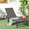 Outsunny Foldable Outdoor PE Rattan Sun Lounger, Patio Wicker Recliners Lounge Chair w/ 5-Level Adjustable Backrest, for Poolside, Garden, Grey