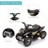 HOMCOM 6V Kids Electric Ride on Car All Terrain Vehicle Toy Quad Bike w/ Forward Reverse Functions Toddlers for 18-36 Months Old Black