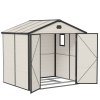 Outsunny 8 x 6ft Plastic Garden Storage Shed with Foundation Kit, Polypropylene Outdoor Storage Tool House with Ventilation Slots and Lockable Door, Cream White