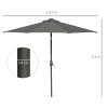 Outsunny 2.7m Patio Garden Umbrella Outdoor Parasol Outdoor Market Table Umbrella with Tilt Crank and 24 LEDs Lights (Grey)