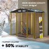 Outsunny 4.3 x  6.2 ft Garden Shed, Galvanised Metal Shed, Easy to Assemble, with Lockable Door, Gloves and 2 Vents Outdoor Tool Storage, Oak