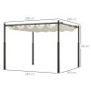 Outsunny 3 x 3(m) Metal Pergola with Retractable Roof and Magnetic Fixture, Outdoor Gazebo Garden Pergola Kit Sun Shade Canopy, UPF30+, 80mm Metal Column, Cream White