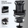 Vinsetto Reclining Chair and Stool Set, Recliner Chair with Headrest, Gaming Chair with Lumbar Support, Pedestal Base for Home Office, Grey