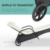Outsunny Rattan Sun Lounger, Garden Lounger Recliner with Wheels and Adjustable Backrest, Outdoor Reclining Sunbed Garden Chair with Cushion and Headrest for Patio, Beach, Terrace, Black